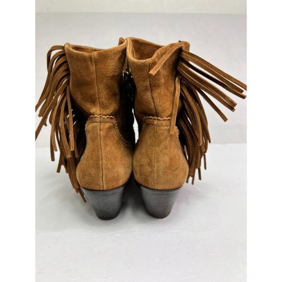 SAM EDELMAN 'Louie' Fringed Western Ankle Boots, Brown Suede 12M - Picture 8 of 12